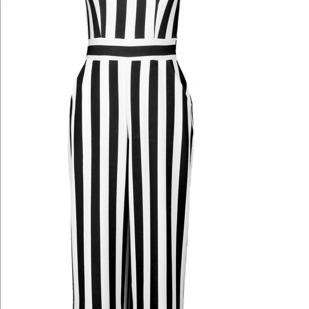 Stripe high neck jumpsuit